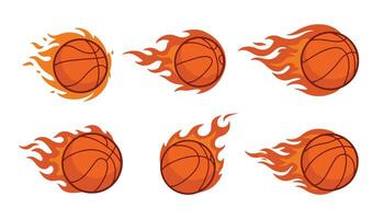 Smoldering Basketball Set Ignite Your Designs with Fiery Basketball Icons vector