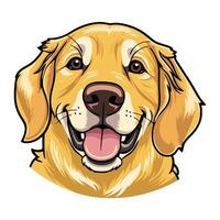 A golden retriever dog is smiling in front of a white background vector