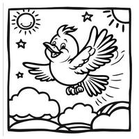 Black and White Bird Faces to Color vector
