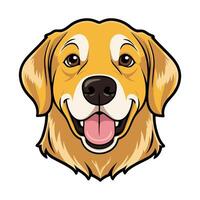 A golden retriever dog is smiling and looking at the camera vector