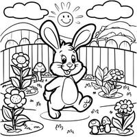 Hop, Skip, and Color Bunny Sketches vector