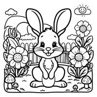 Adorable Rabbit Doodles for Coloring Pages vector