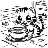 Adorable Feline Sketches for Coloring Pages vector