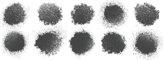 Set of black grunge overlay splash circle texture banner Background vector