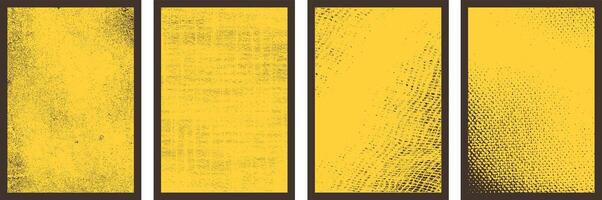 Dark Grunge patch and frame on yellow background Brochure cover background design vector