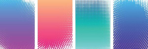 Different types set of abstract colorfull grunge and halftone texture Background banner vector