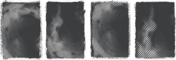 Set of large size black grunge and halftone texture banner Background vector