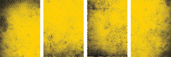 Different types set of abstract yellow grunge and halftone texture Background banner vector