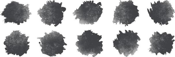 Set of black grunge overlay and halftone circle texture banner Background vector