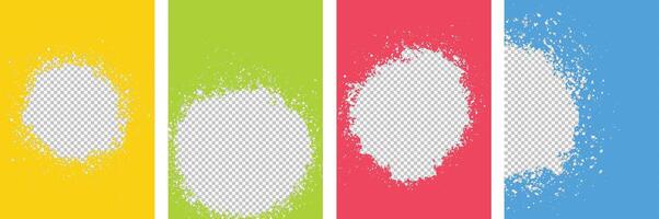 Set of Grunge circle patch on yellow green red and blue background style Brochure cover background design vector