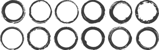 Different types of black grunge circle Collection vector