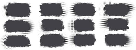 Set of Different types of black grunge halftone texture Background banner vector