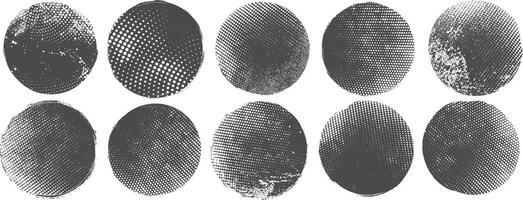 Different types of black grunge and halftone circle Collection vector