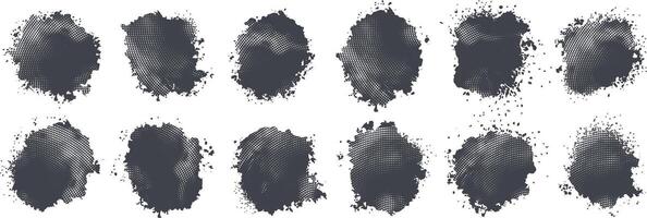 Set of retro black grunge and halftone splash texture banner Background vector