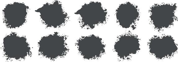 Collection of black grunge overlay splash circle texture banner Background vector