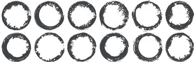 Set of black grunge and halftone circle texture banner Background vector