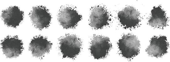 Collection of black grunge and halftone splash art texture banner Background vector