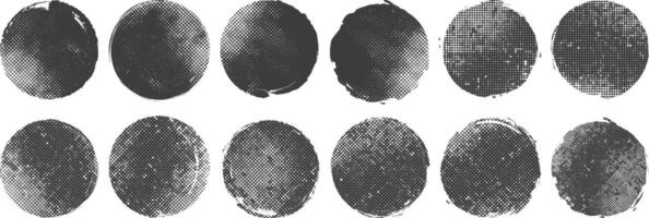 Collection of black grunge and halftone circle texture banner Background vector