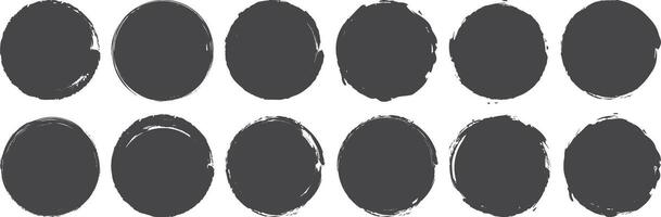 Set of black grunge overlay circle texture banner Background vector