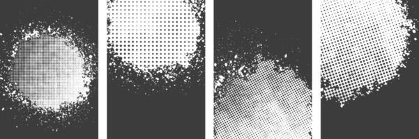 Different types of black grunge and halftone texture Background banners vector