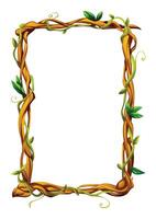 Liana frame with twisted vines and delicate greenery. Cartoon illustration vector