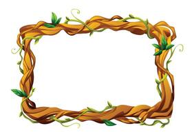 Rectangular liana frame with intertwined vines and leaves. Ideal for nature designs. Cartoon illustration vector