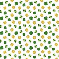 Pattern featuring green and yellow clovers on a white background for festive decoration vector