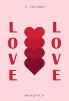 Decorative Love Everywhere text design with heart shaped in red color, perfect for Valentines Day cards and romantic occasions. illustration vector