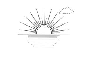 Abstract Sunrise with Ocean Waves Design vector