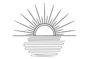 Single Line Sunburst and isolated outline design vector