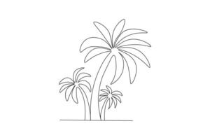 Continuous Line Drawing of plum tree vector