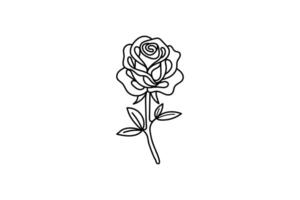 Elegant Single Line Art of rose flower creative design vector