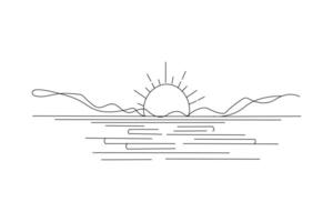 Abstract Sunrise with creative outline Ocean Design vector