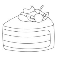a piece of cake with whipped cream and cherries vector