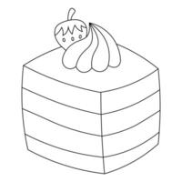 a coloring page with a slice of cake vector