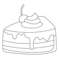 a piece of cake with a cherry on top coloring page vector
