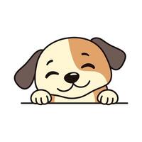 Cute Brown Dog Puppy Animal Cartoon Character is Peeking with Smiling Expression vector