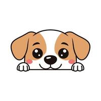 Cute Brown Dog Puppy Character is Peeking with Happy Expression vector