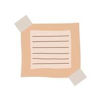 Simple Blank Brown Paper Sticky Note Memo Notepad Office Stationery with Tape vector