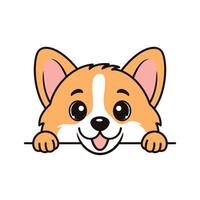 Cute Brown Dog Puppy Animal Cartoon Character is Hiding with Funny Happy Expression vector