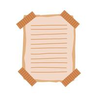 Simple Blank Brown Paper Sticky Note with Tape vector