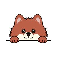 Funny Brown Dog Puppy Animal Cartoon Character is Peeking with Happy Expression vector
