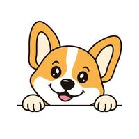 Cute Brown Dog Puppy Animal Mascot Character is Peeking with Happy Expression vector