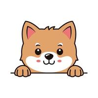 Cute Brown Dog Puppy Pet Cartoon Character is Peeking with Happy Expression vector