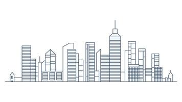 Cityscape Company Office Building Landscape in City Town with Line Outline Design vector