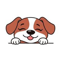 Cute Brown Dog Puppy Animal Cartoon Character is Peeking Hiding with Happy Expression vector