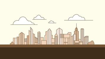 Cityscape Skyscrapers Architecture Building View Landscape in Filled Line Art Design vector