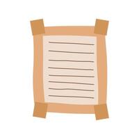 Simple Empty Brown Paper Sticky Note Memo Office Stationery with Tape vector