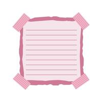 Simple Empty Pink Paper Sticky Note Memo Office Stationery with Tape vector
