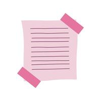 Simple Blank Pink Paper Sticky Note Memo with Tape vector
